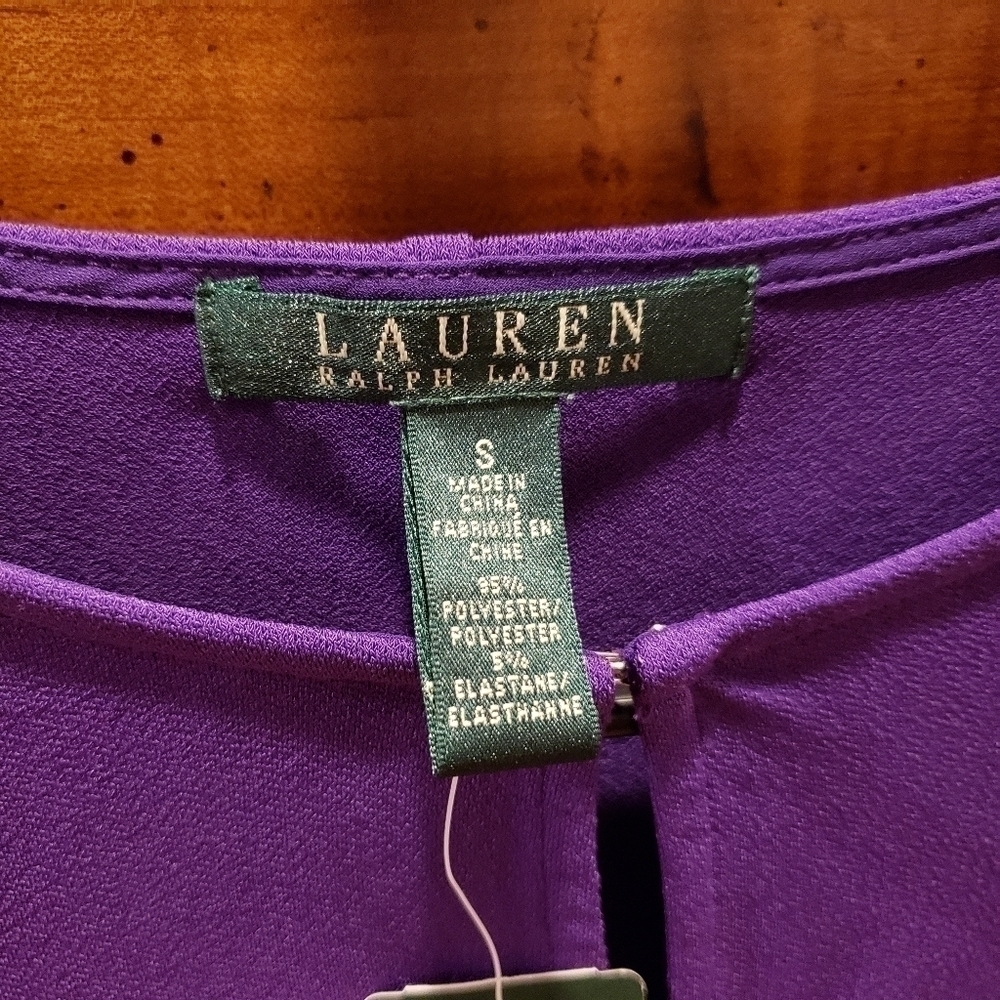 NWT Lauren Ralph Lauren Purple Keyhole Neck Long Sleeve Blouse Size Small - Picture 2 of 6